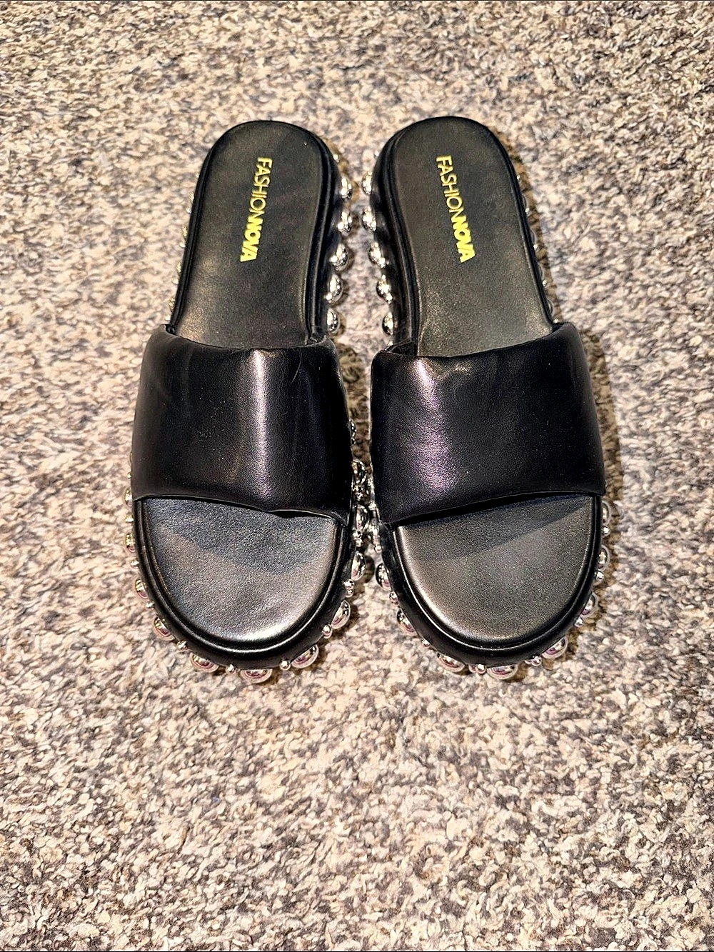Fashion Nova Black Embellished Platform Sandals
